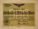 Deutschland Deutsches Reich 500 Milliarden Mark Großnotgeld, Reichsbahndirektion Breslau -