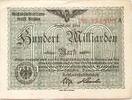 Deutschland Deutsches Reich 100 Milliarden Mark Großnotgeld, Reichsbahndirektion Breslau, Schlesien -