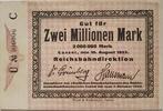 Deutschland Deutsches Reich 2 Millionen Mark Großnotgeld, Reichsbahndirektion Cassel, Hessen-Nassau, Serie C -