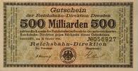 Deutschland Deutsches Reich 500 Milliarden Mark Großnotgeld, Reichsbahndirektion Dresden, Sachsen -