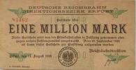 Deutschland Deutsches Reich 1 Million Mark Großnotgeld, Reichsbahndirektion Erfurt, Thüringen -