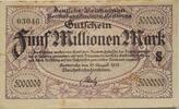 Deutschland Deutsches Reich 5 Millionen Mark Großnotgeld, Reichsbahndirektion Karlsruhe, Baden-Württemberg -