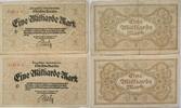 Deutschland Deutsches Reich 2* 1 Milliarde Mark Großnotgeld, Reichsbahndirektion Karlsruhe, Baden-Württemberg, 2 Stück lot -