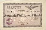 Deutschland Deutsches Reich 20 Millionen Mark Großnotgeld, Reichsbahndirektion Köln, Nordrhein-Westfalen, Reihe B -