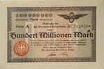 Deutschland Deutsches Reich 100 Millionen Mark Großnotgeld, Reichsbahndirektion Köln, Nordrhein-Westfalen, Reihe A -