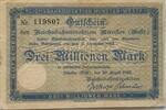 Deutschland Deutsches Reich 3 Millionen Mark Großnotgeld, Reichsbahndirektion Münster, Nordrhein-Westfalen -