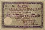 Deutschland Deutsches Reich 5 Millionen Mark Großnotgeld, Reichsbahndirektion Münster, Nordrhein-Westfalen -
