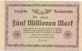 Deutsches Reich Deutschland Deutsche Reichsbahn 5 Millonen Mark Notgeldschein Berlin Reichsverkehrsminister -