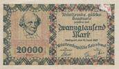 Deutsches Reich Deutschland Württemberg 20000 Mark Württembergische Notenbank Stuttgart -