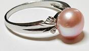 Silberschmuck 925er Silber Klassischer Silberring mit großer rosa Perle -