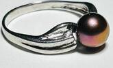 Silberschmuck 925er Silber Silberring mit brauner/ lavendelfarbenen Perle -