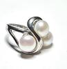 Silberschmuck 925er Silber Silberring mit drei weißen Perlensteinen, Silberring -