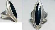 Silberschmuck 925er Silber Silberring mit langem schwarzen Stein -