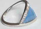 Silberschmuck 925er Silber Silberring mit einem Blauen, dreieckigen Stein -