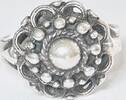 Silberschmuck 835er Silber Vintage Silberring Blumen Ring, Holländischer Knopf Ring -