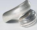 Silberschmuck 925er Silber Offener Silberring mit zwei Matten und glänzenden Tropfen -