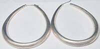Silberschmuck 925er Silber Siberne ovale Creolen/ Hoop- Ohrringe -