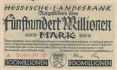 Darmstadt 500 Millionen Mark Notgeldschein der Landesbank -