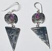 Silberschmuck 925er Silber Silberne Ohrringe mit lila Stein Und dreieckiger Spitze -