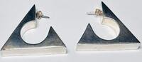 Silberschmuck 925er Silber Silberne dicke dreieckige Ohrringe -