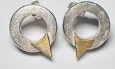 Silberschmuck 925er Silber Silberne Ohrringe mit goldfarbener Spitze -