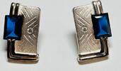 Silberschmuck 925er Silber Minimalistische silberne Ohrringe mit blauem Stein -