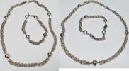 Silberschmuck 925er Silber Set aus Halskette und Armband mit runder byzantinischer Kette und Kugel -