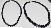 Schmuck Halskette mit Onyx Kette Onyxkette Collier 375er 9 Kt Gold Verschluß -