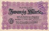 Deutsches Reich Deutschland Rheinland 20 Mark Remscheid Notgeldschein, Stempel: ungültig -