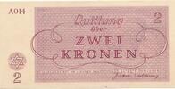 3. Reich, Czechoslovakia / Tschechoslowakei 2 Kronen Getto Theresienstadt, Banknote -