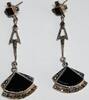 Silberschmuck 925er Silber Ohrstecker Onyx, Markasit Lange Sterling Silber Ohrringe -