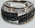 Silberschmuck 925er Silber Runde geschnitten schwarz und weiß Steinen, Silberring -