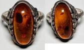 Silberschmuck 925er Silber Sterling Silber Amber Ring, Silberring mit Bernstein -