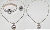 Silberschmuck 925er Silber Set: Halskette, Ring und Armband Rockkristall -