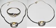Silber 835er und Gold 585er Schmuck Abstraktes Collier von Perli aus Gold 585 & Silber 835 Set -