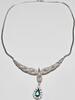 Silberschmuck 925er Silber Sterling Silber Damen Halskette Silber Tropfen Anhänger mit Grüner Zirkonia -