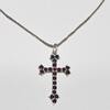 Silberschmuck 925er Silber Silber Kette mit Kreuz Anhänger Granat -