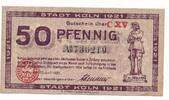 Deutschland, Köln Stadt 50 Pfennig NotGeld -