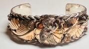 Silberschmuck Armband mit Blattmuster aus Sterlingsilber/Bronze- Ton -