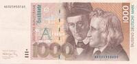 Deutschland BRD 1000 Deutsche Mark DM Wilhelm und Jakob Grimm, AD/D -