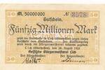 Deutsches Reich Deutschland 50 Millionen Mark Notgeldschein Stadt Lich Hessen Bürgermeisterei -
