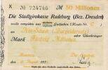 Deutsches Reich Deutschland - Sachsen 50 Millionen Mark Notgeldschein Radeburg, Stadtrat auf Stadtgirokasse -