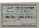 Deutsches Reich Deutschland Thüringen 100 Milliarden Mark Großgeldschein, Gewerbebank Ruhla, Braun & Liebetrau -