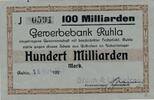 Deutsches Reich Deutschland Thüringen 100 Milliarden Mark Großgeldschein, Gewerbebank Ruhla, Braun & Liebetrau -