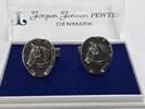 Dänemark Vintage Männer Mode-Accessoire Jorgen Jensen Pewter Zinn Manschettenknöpfe, Pferd Motiv -