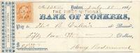 USA The First Bank of Yonkers Scheck 52 Dollar, Mittig entwertet, 2 Cent Briefmarke -