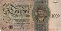 Deutsches Reich Deutschland 1000 Reichsmark Mark Reichsbanknote KN 7stellig, Udr.-Bst./Serie: A/A -
