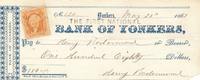 USA The First Bank of Yonkers Scheck 180 Dollar, Mittig entwertet, 2 Cent Briefmarke -