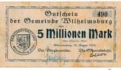 Kaiserreich Deutsches Reich Deutschland Hamburg 10 Millionen Mark Notgeldschein Gemeinde Wilhelmsburg -