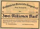 Deutsches Reich Deutschland Schleswig-Holstein 2 Millionen Mark Notgeldschein Gemeinde Tungendorf Kreis Bordesholm -